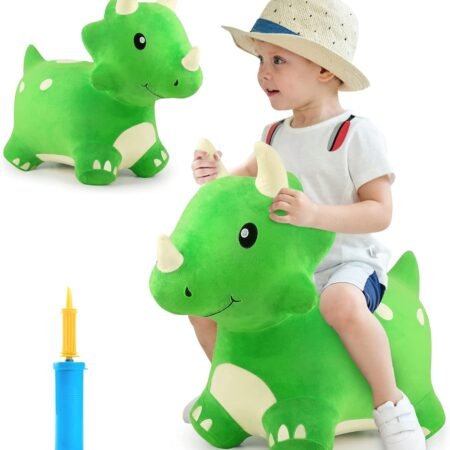 Bouncy Pals Dinosaur Hopper Toy for Toddlers - Ride-On Triceratops Bouncer for Outdoor Play, Gift Idea for Ages 3