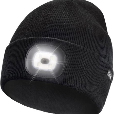 USB Rechargeable Beanie with Light for Men and Women