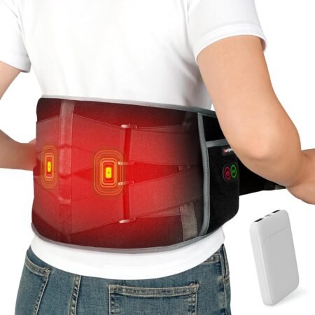 Cordless Heating Pad with Massager for Back Pain Relief - Portable Back Massager, Rechargeable,...