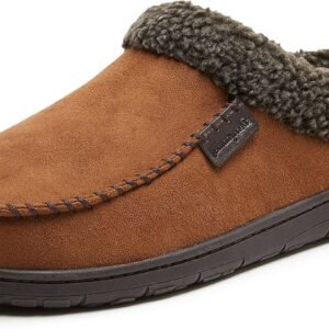 "Comfortable Dearfoams Mens Brendan Memory Foam Clogs - Indoor/Outdoor Slippers in Wide Widths"