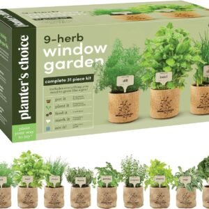 9-Herb Indoor Window Garden Kit for Fresh Kitchen Herbs - Easy, Beginner