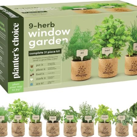 9-Herb Indoor Window Garden Kit for Fresh Kitchen Herbs - Easy, Beginner